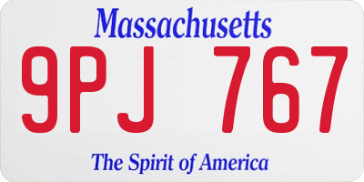 MA license plate 9PJ767