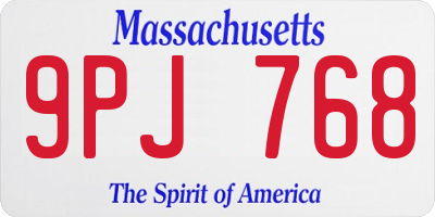 MA license plate 9PJ768