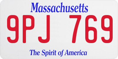 MA license plate 9PJ769