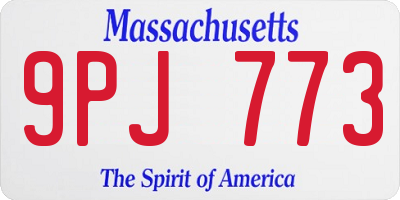 MA license plate 9PJ773