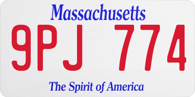 MA license plate 9PJ774