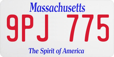 MA license plate 9PJ775