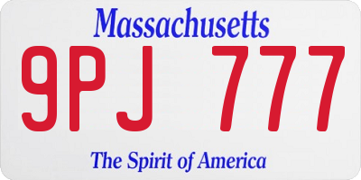 MA license plate 9PJ777