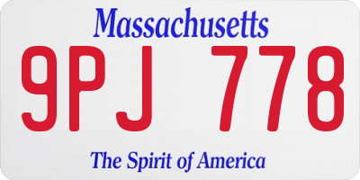 MA license plate 9PJ778