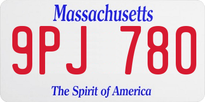 MA license plate 9PJ780