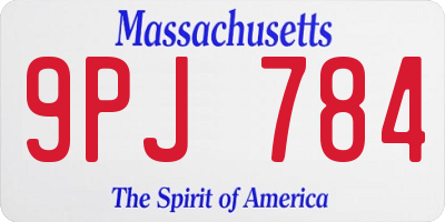 MA license plate 9PJ784