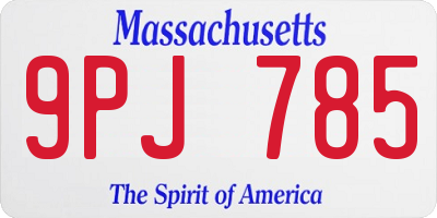 MA license plate 9PJ785