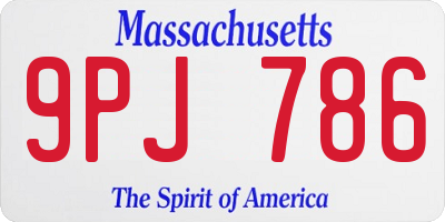 MA license plate 9PJ786