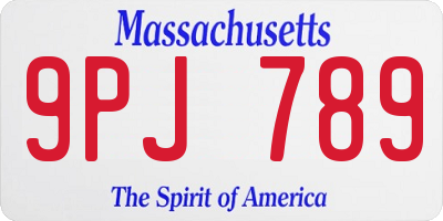 MA license plate 9PJ789