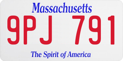 MA license plate 9PJ791