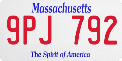 MA license plate 9PJ792