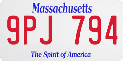 MA license plate 9PJ794