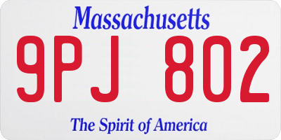 MA license plate 9PJ802