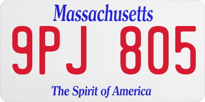 MA license plate 9PJ805