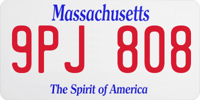 MA license plate 9PJ808