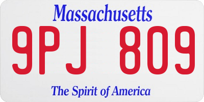 MA license plate 9PJ809