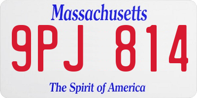 MA license plate 9PJ814