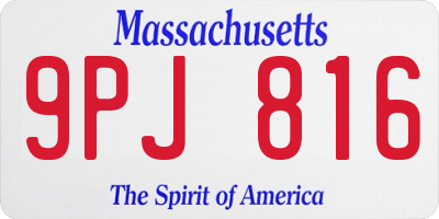 MA license plate 9PJ816