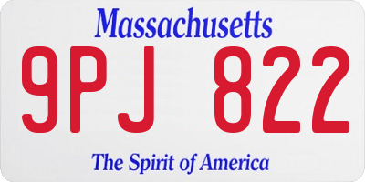 MA license plate 9PJ822