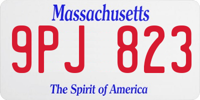MA license plate 9PJ823