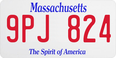 MA license plate 9PJ824