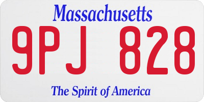 MA license plate 9PJ828