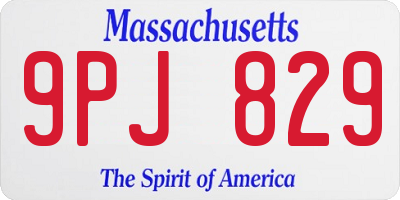 MA license plate 9PJ829