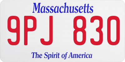 MA license plate 9PJ830