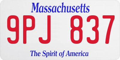 MA license plate 9PJ837