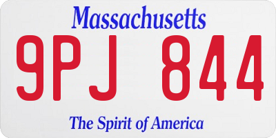 MA license plate 9PJ844