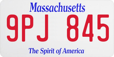 MA license plate 9PJ845