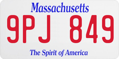 MA license plate 9PJ849