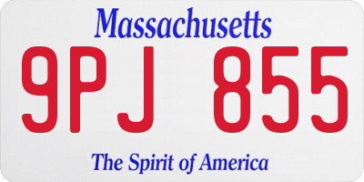 MA license plate 9PJ855