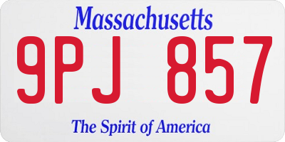 MA license plate 9PJ857