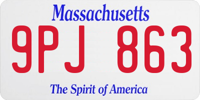 MA license plate 9PJ863