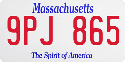 MA license plate 9PJ865