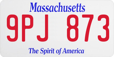 MA license plate 9PJ873