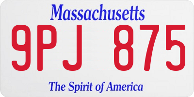 MA license plate 9PJ875
