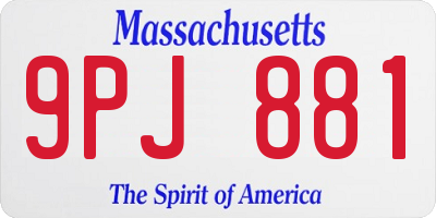 MA license plate 9PJ881