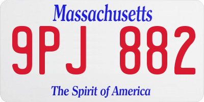 MA license plate 9PJ882