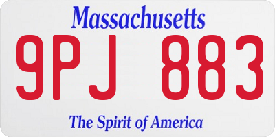 MA license plate 9PJ883