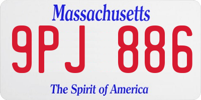 MA license plate 9PJ886