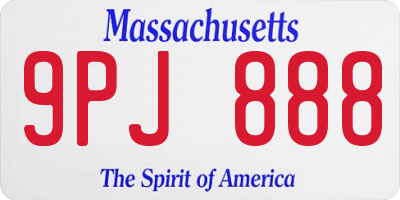 MA license plate 9PJ888