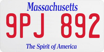 MA license plate 9PJ892