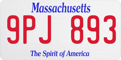 MA license plate 9PJ893