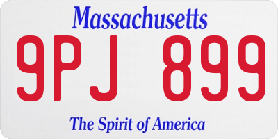 MA license plate 9PJ899