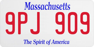 MA license plate 9PJ909