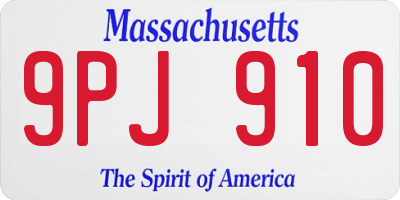 MA license plate 9PJ910