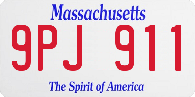MA license plate 9PJ911
