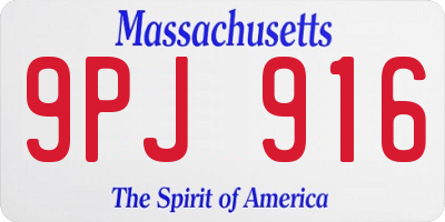 MA license plate 9PJ916